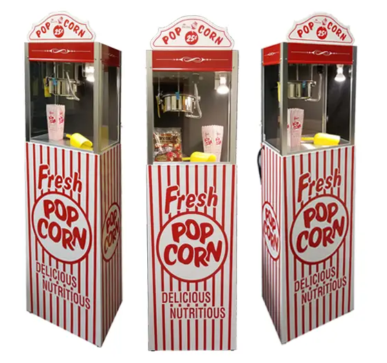 White and Red Nostalgia Vintage Look Tall Movie Theater Popcorn Machine
